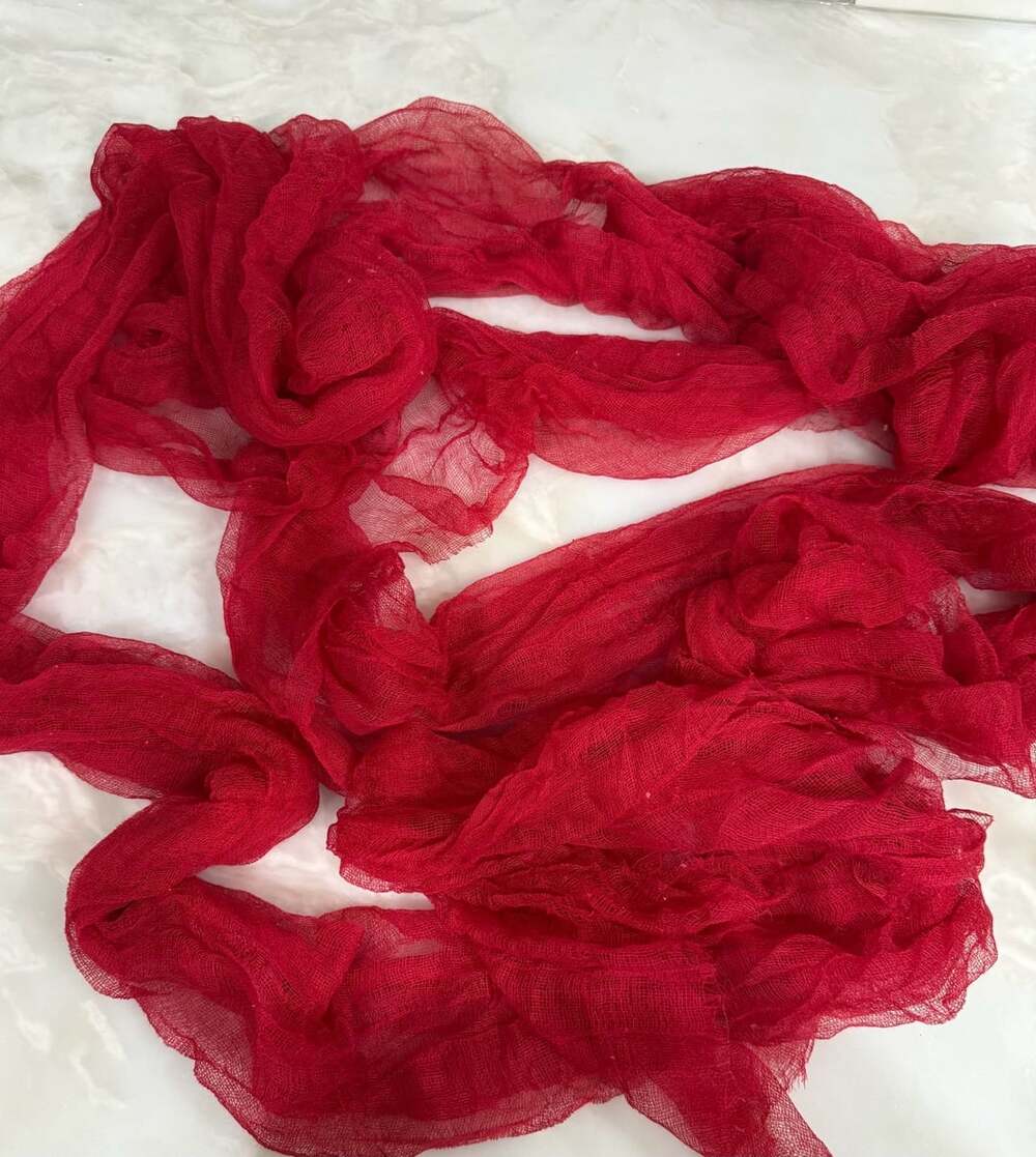 Red Cheesecloth Table Runner